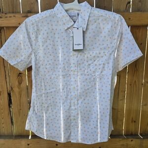 Medium - Mens Shell Print Short Sleeve Button-Down Shirt - Goodfellow Co - White